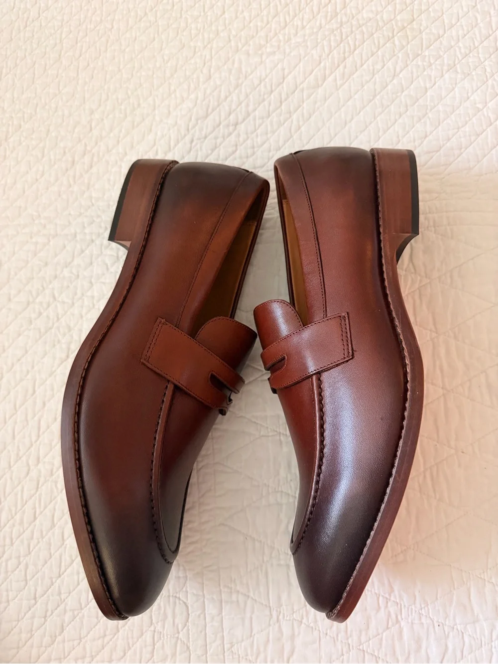 Quince New Men Calfskin Leather Penny Loafer Brandy 11.5